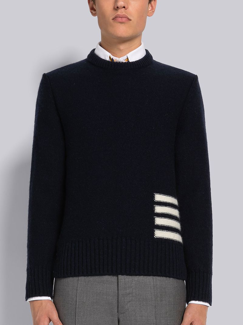 JERSEY STITCH DONEGAL 4-BAR CREW NECK PULLOVER