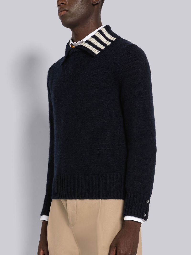 JERSEY STITCH DONEGAL 4-BAR POLO COLLAR PULLOVER