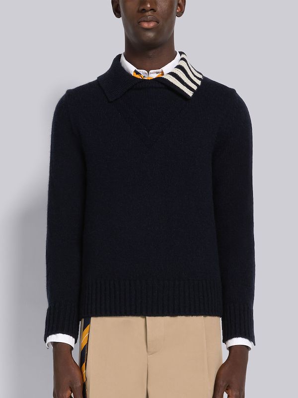JERSEY STITCH DONEGAL 4-BAR POLO COLLAR PULLOVER