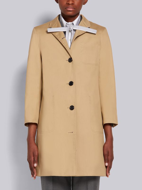 Khaki Cotton Mackintosh High Break Overcoat