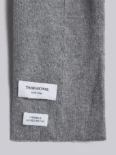 Baby Scarf With White 4-Bar Stripe In Light Grey Cashmere