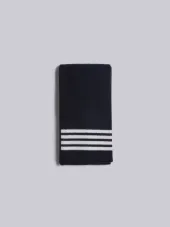 Baby Scarf With White 4-Bar Stripe In Navy Cashmere