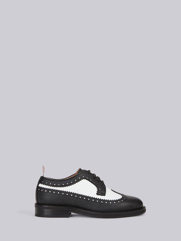 Black and White Calf Leather Longwing Spectator Brogue