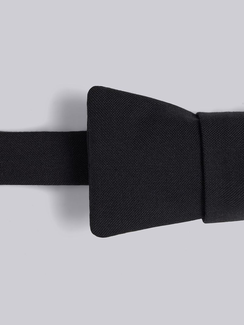 Black Wool Pique Suiting Bow Tie