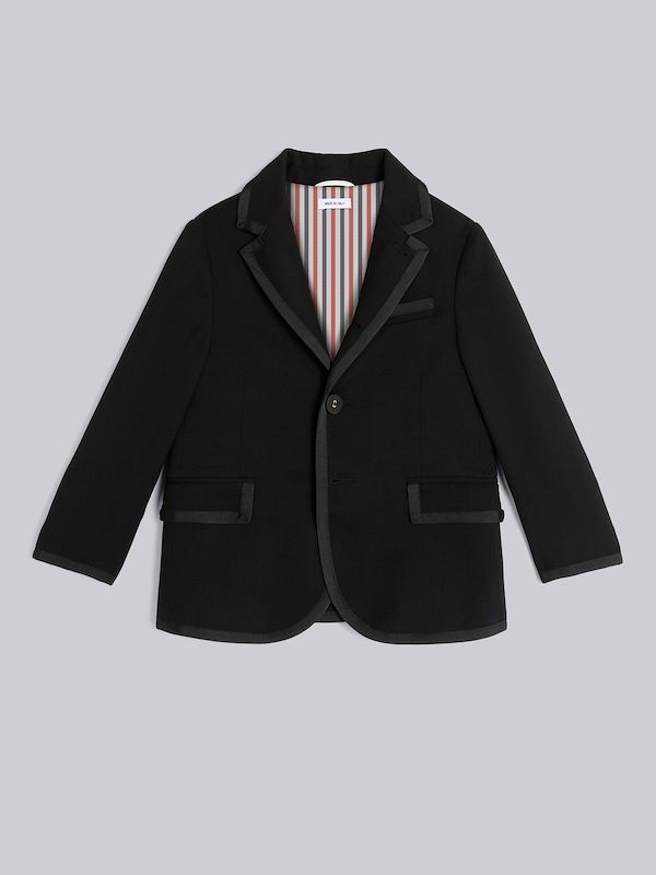 Black Wool Pique Suiting Classic Tuxedo Sport Coat