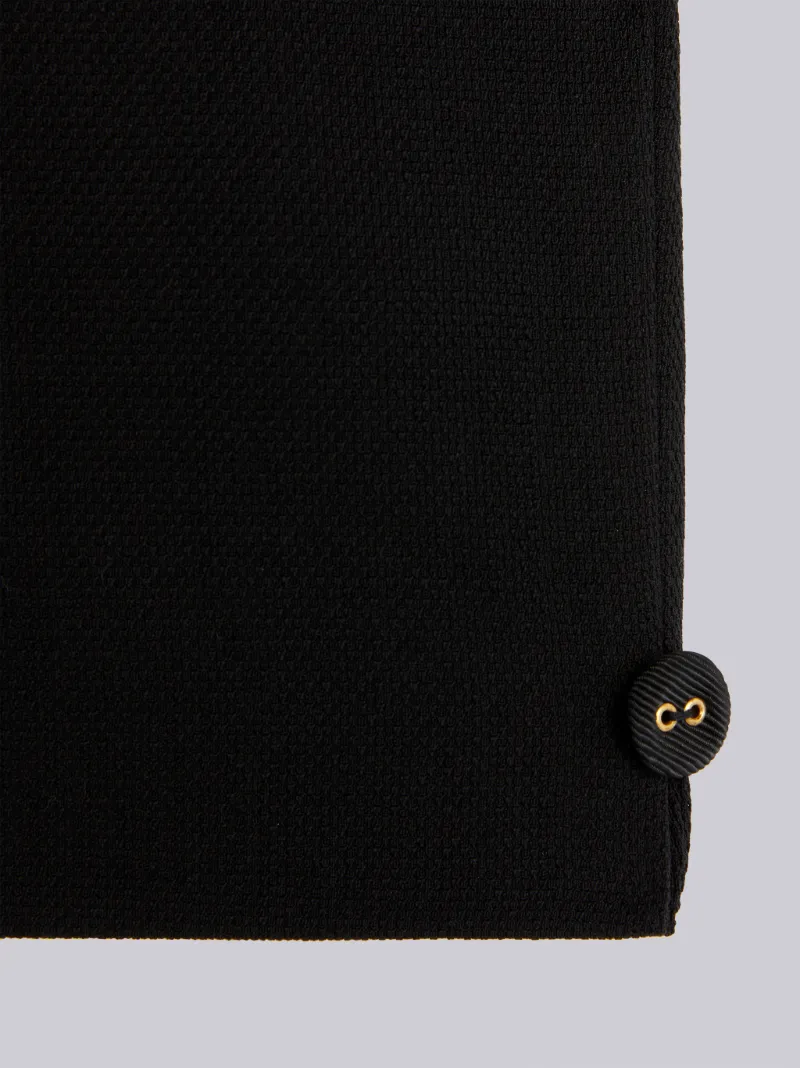 Black Wool Pique Suiting Tuxedo Bermuda Shorts