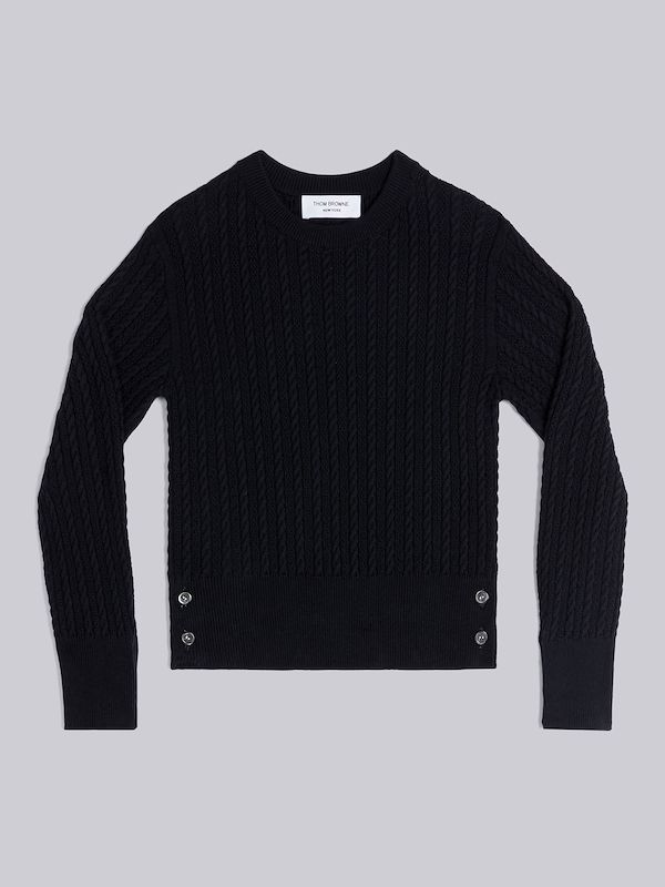 cable-knit long-sleeved pullover