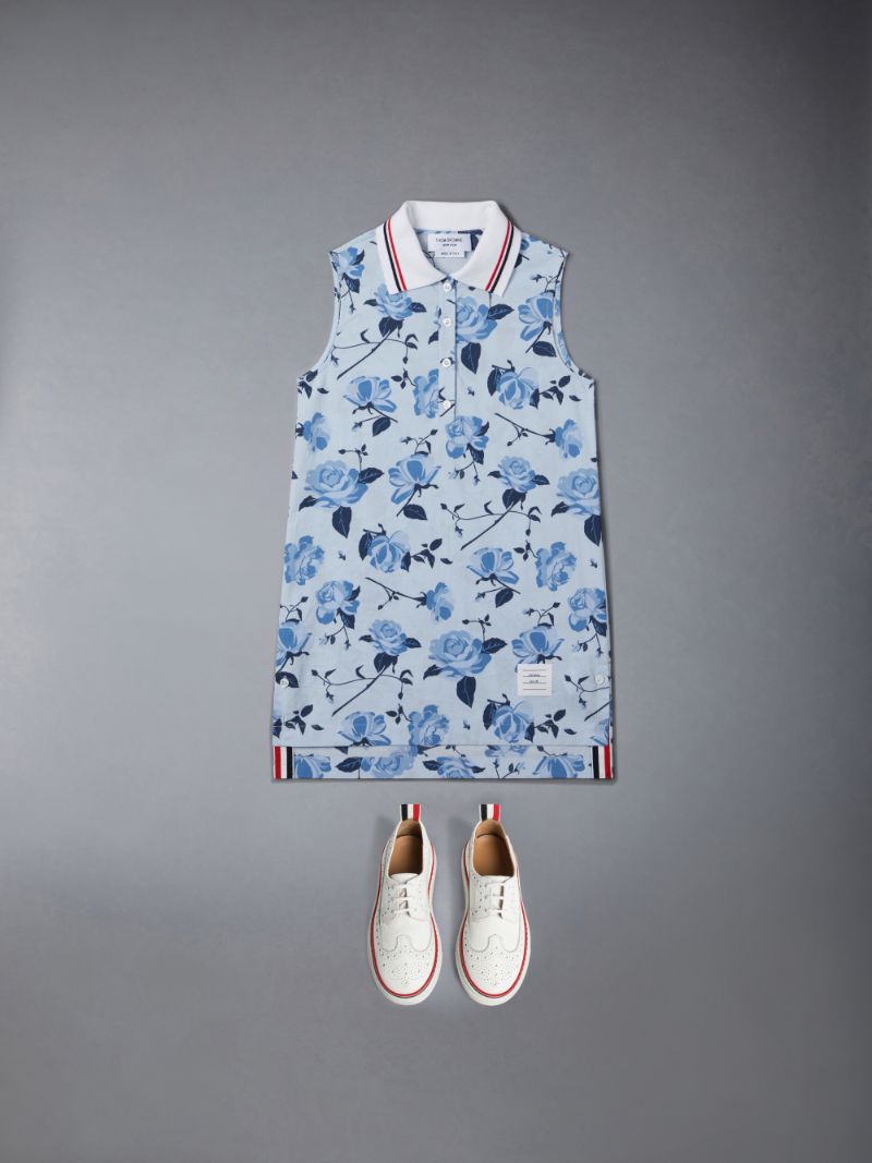 Children s Poplin Rose Floral Polo Dress Thom Browne