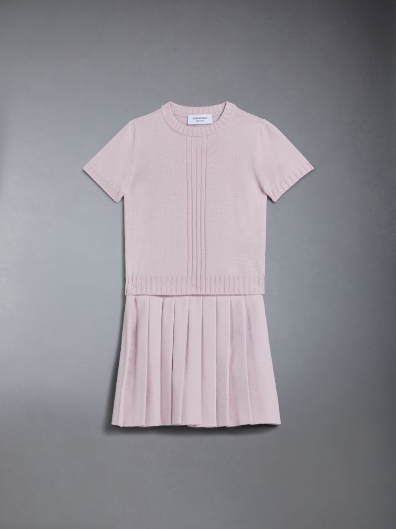 Pink wool pleated skirt hotsell