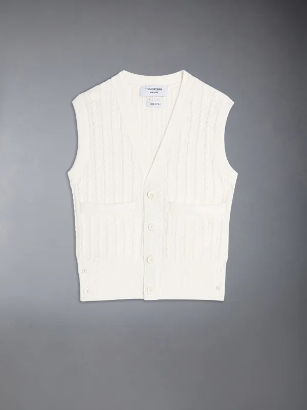 Cotton Baby Cable V-neck Cardigan Vest