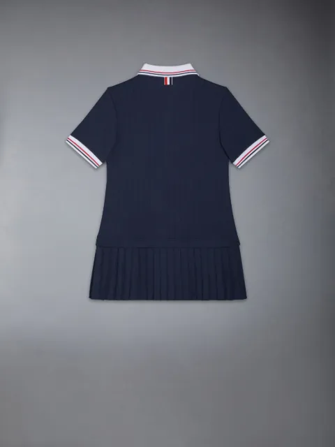 S/S Pleated Bottom Polo Dress In Pointelle Cotton | Thom Browne