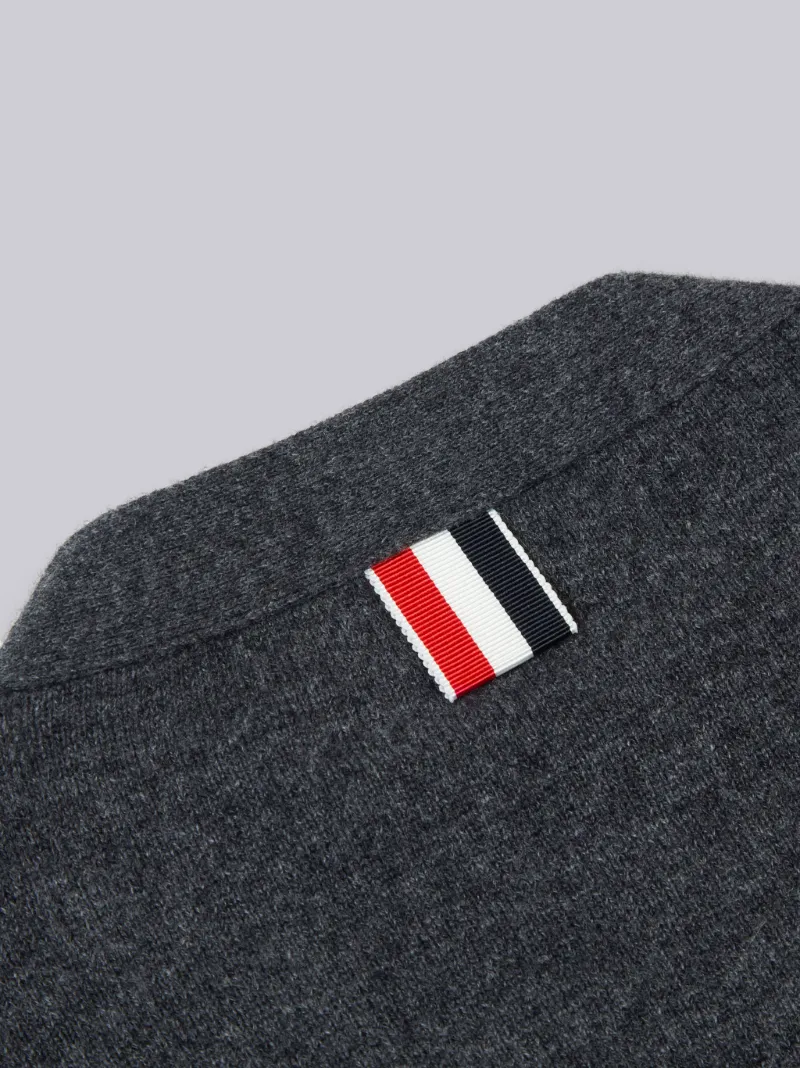 Dark Grey Cashmere 4-Bar V-neck Cardigan