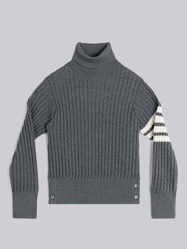 Fine Merino Baby Cable 4-Bar Turtleneck