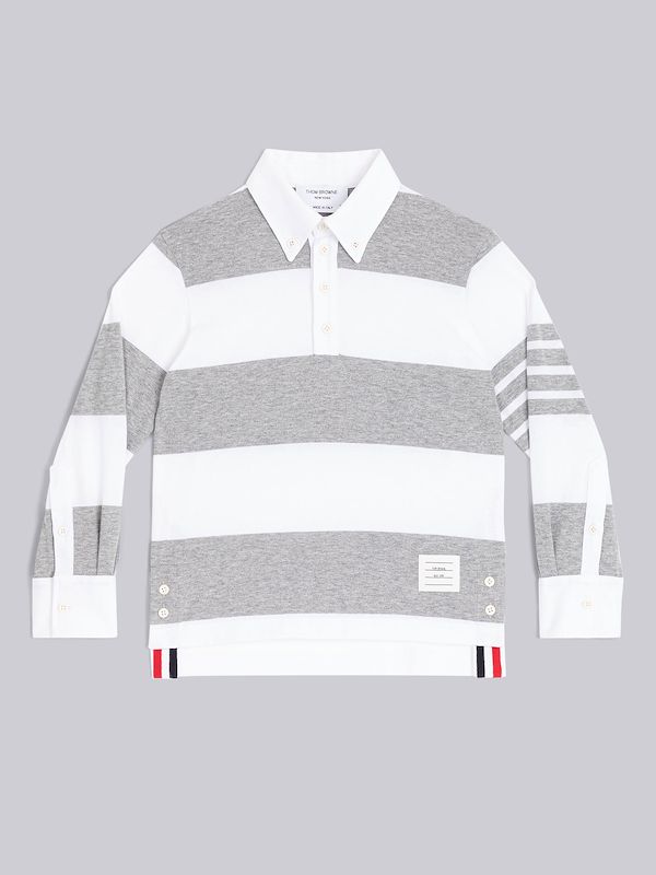 Heavy Cotton Jersey Rugby Stripe Football Polo