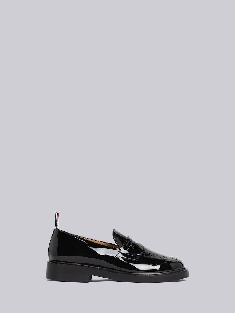 high-shine leather loafers