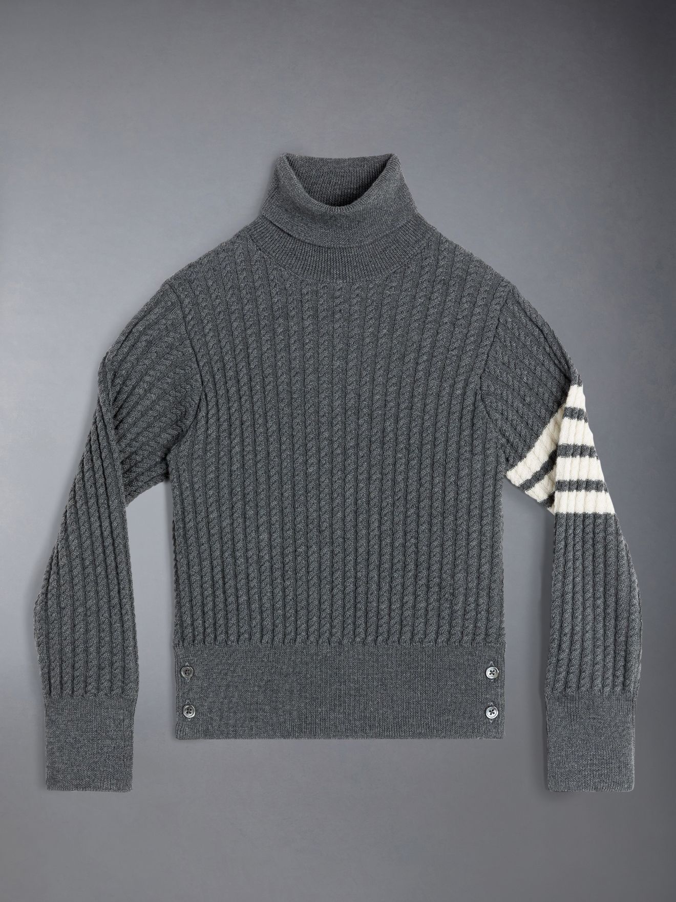 Kid's Wool Cable Knit 4-Bar Turtleneck | Thom Browne