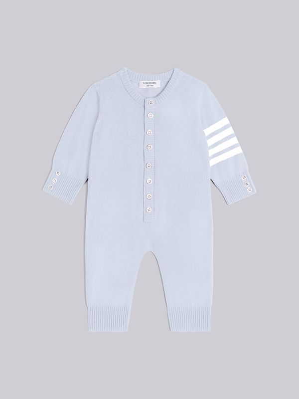 Light Blue Wool Cashmere 4-Bar Baby Onesie