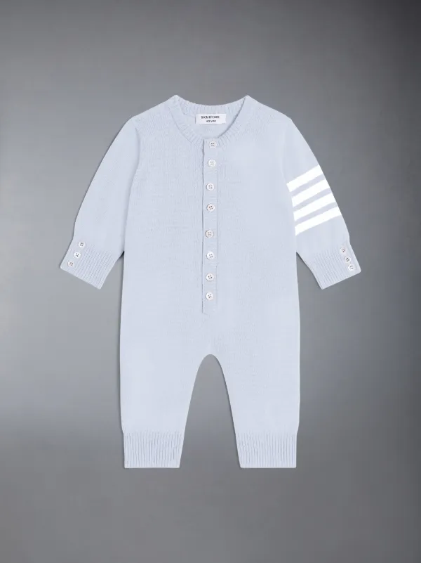 Light Blue Wool Cashmere 4-Bar Baby Onesie