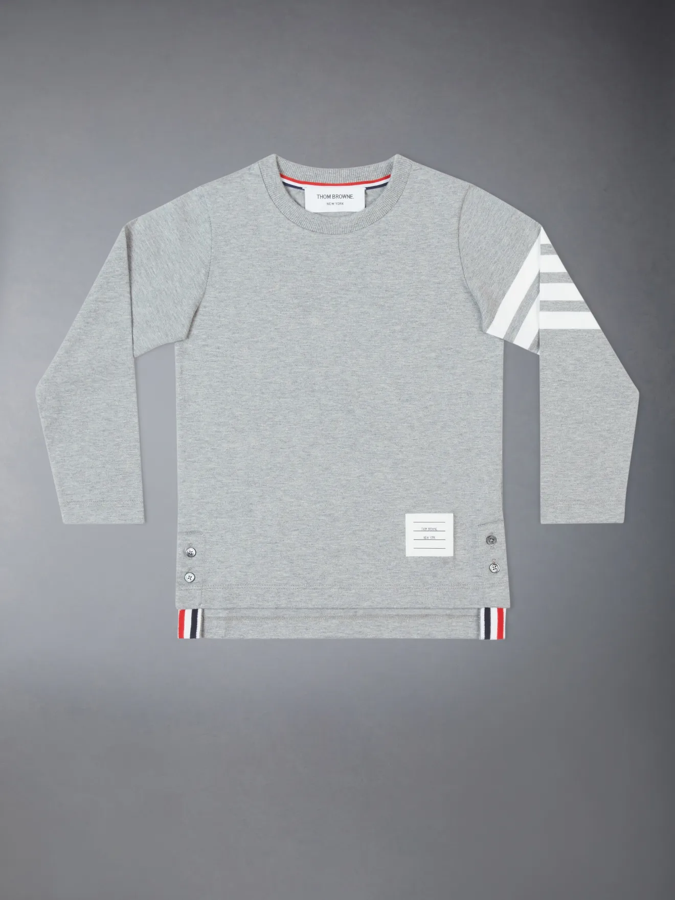 Light Grey Cotton Jersey 4-Bar Long Sleeve T-shirt | Thom Browne