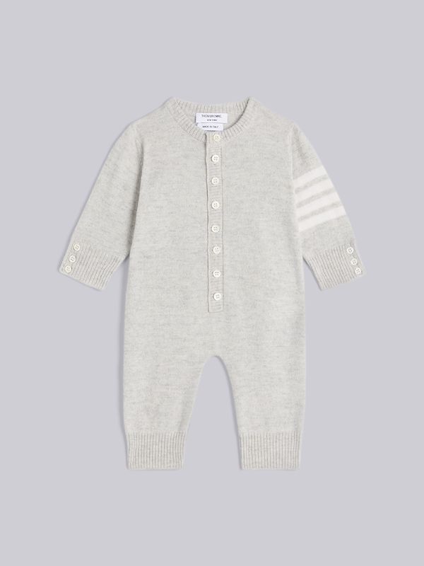 Light Grey Wool Cashmere 4-Bar Baby Onesie