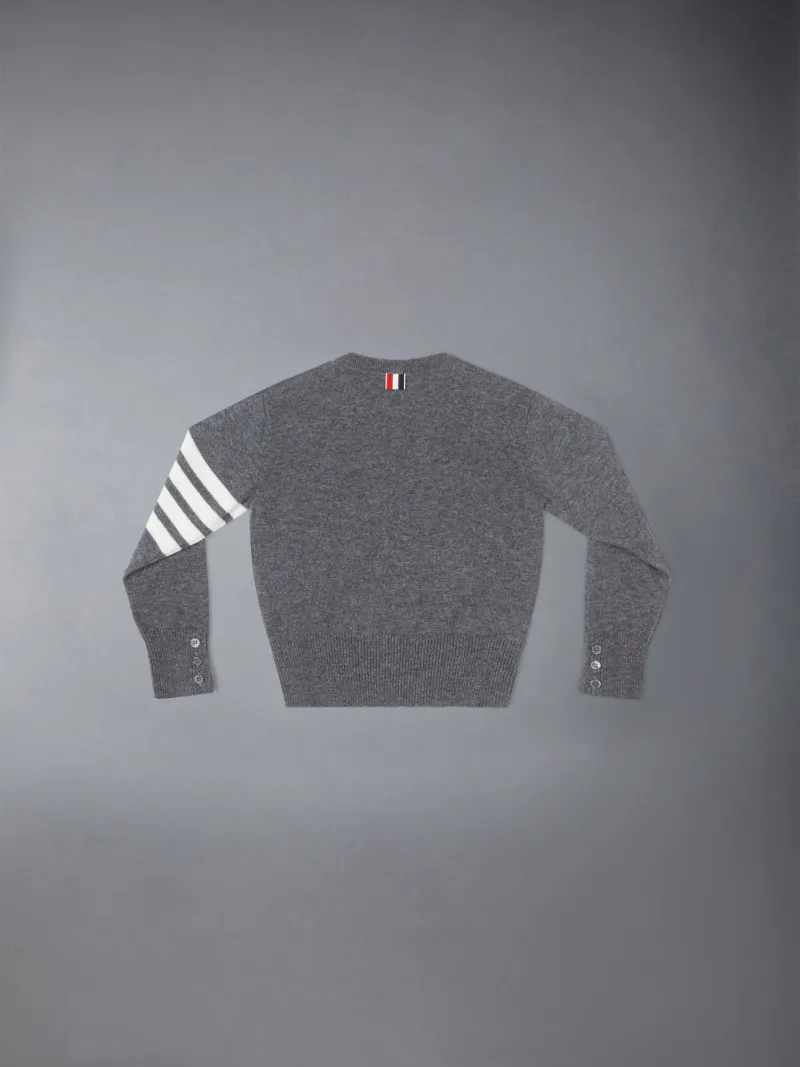 Medium Grey Cashmere 4-Bar Crewneck Pullover Medium Grey Cashmere 4-Bar Crewneck Pullover