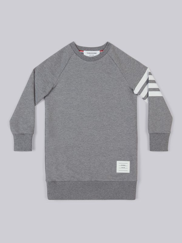 Medium Grey Classic Cotton Loopback Jersey Engineered 4-Bar Sweat Dress