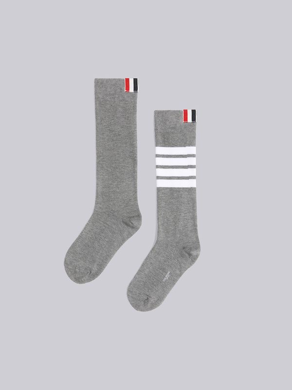 MEDIUM GREY COTTON 4-BAR KNEE HIGH SOCKS