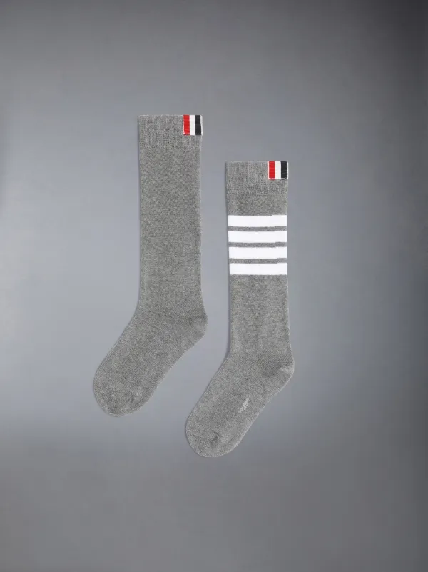 MEDIUM GREY COTTON 4-BAR KNEE HIGH SOCKS