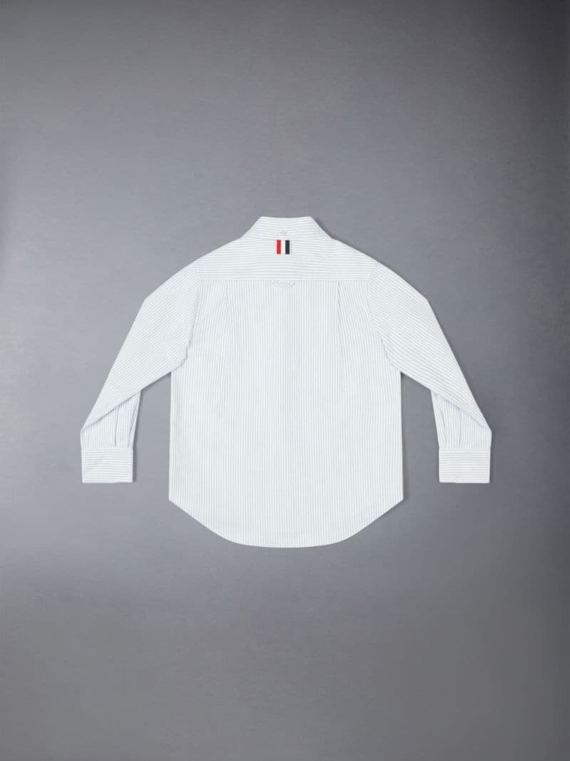 Medium Grey Cotton Oxford University Stripe Classic Shirt