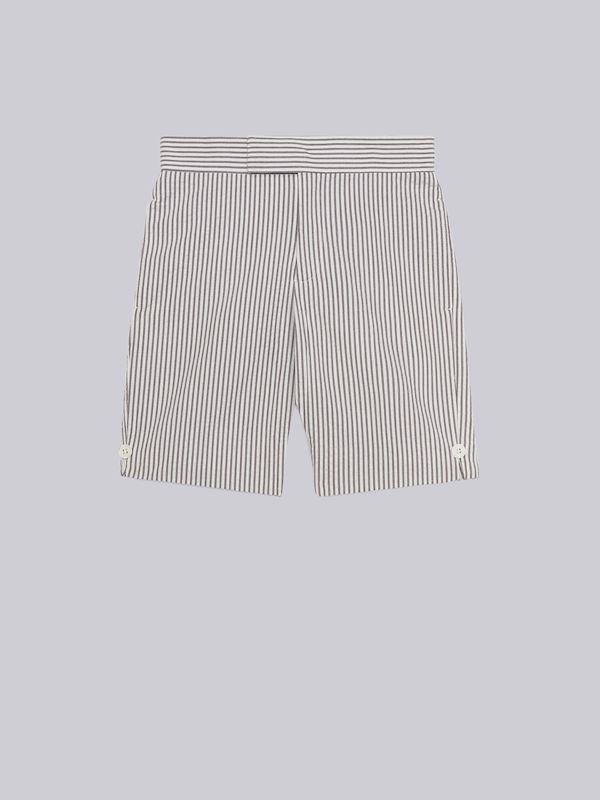 Medium Grey Cotton Seersucker Bermuda Short
