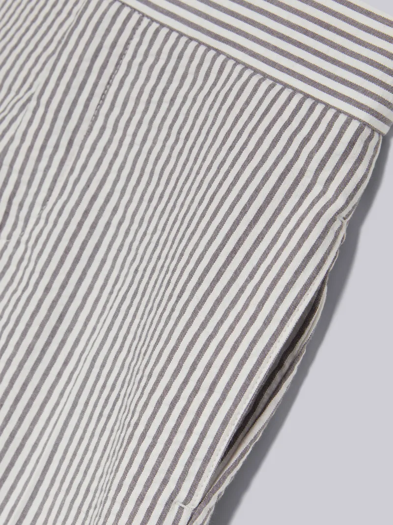 Medium Grey Cotton Seersucker Classic Trouser