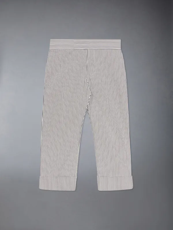 Medium Grey Cotton Seersucker Classic Trouser