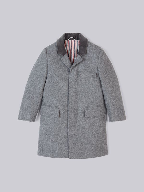 Medium Grey Melton Wool Chesterfield Coat
