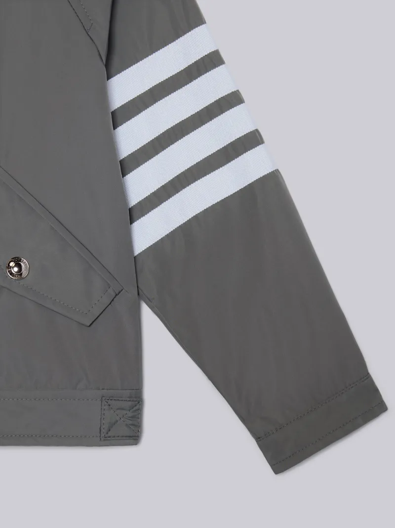 Medium Grey Nylon Tech Gabardine 4-Bar Band Collar Jacket