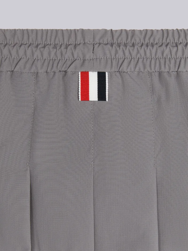 Medium Grey Ripstop 4-Bar Half Pleated Drawstring Mini Skirt