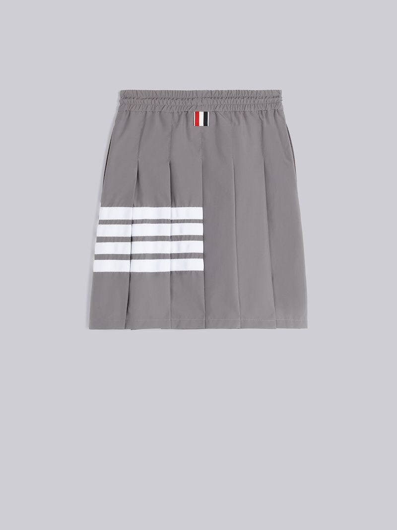 Medium Grey Ripstop 4-Bar Half Pleated Drawstring Mini Skirt