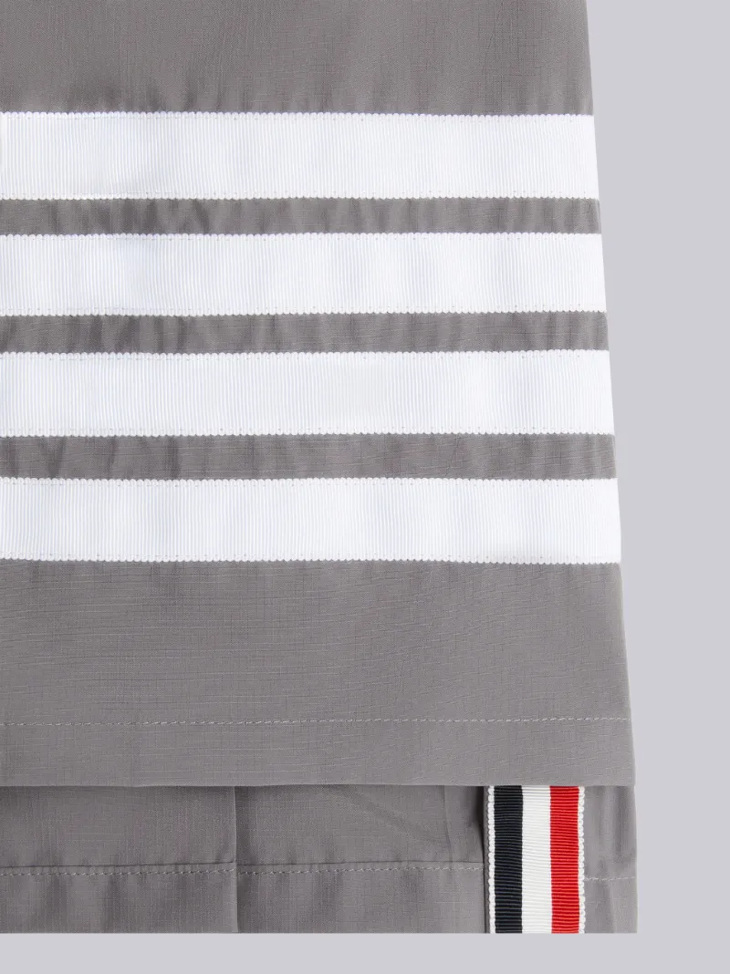 Medium Grey Ripstop 4-Bar Half Pleated Drawstring Mini Skirt