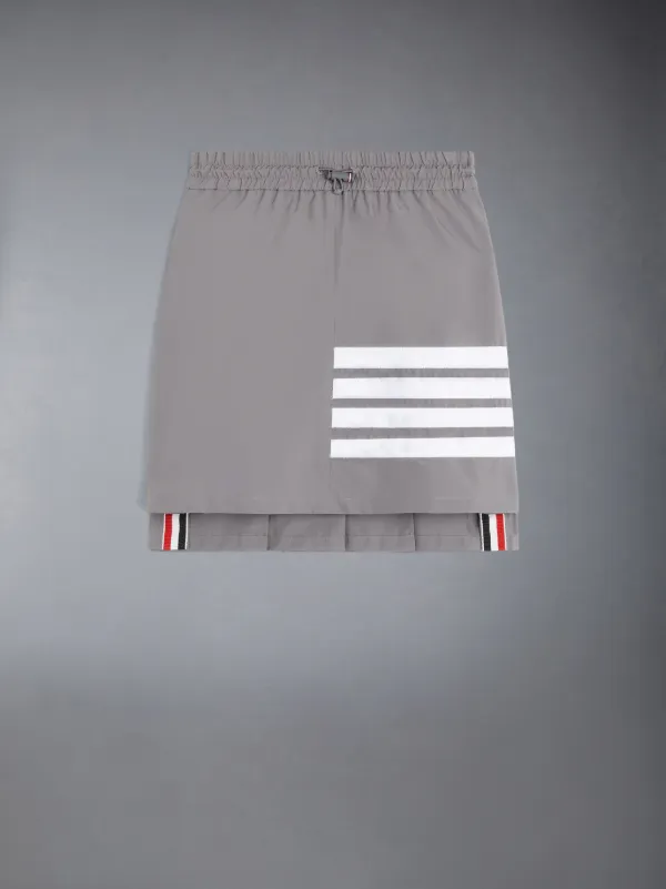Medium Grey Ripstop 4-Bar Half Pleated Drawstring Mini Skirt
