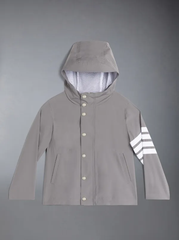 Medium Grey Ripstop 4-Bar Hooded Rain Jacket