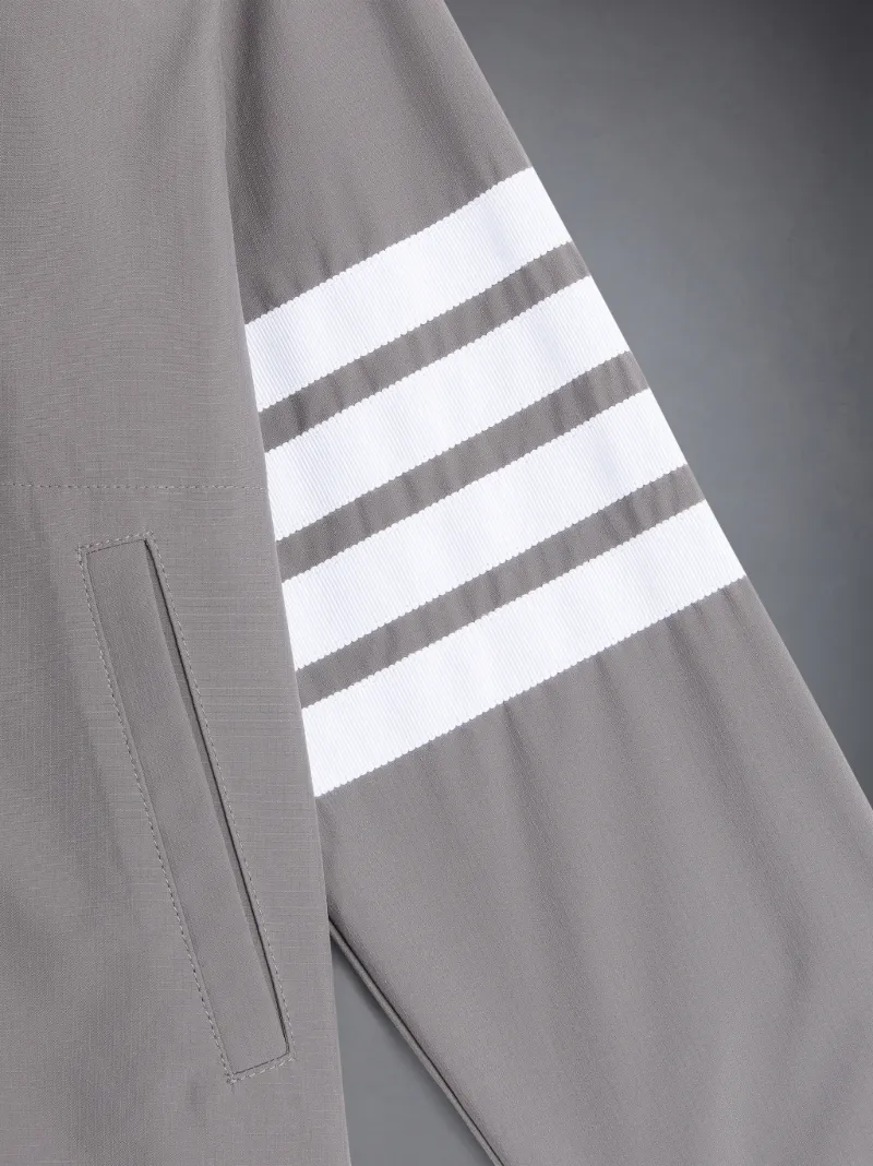 Medium Grey Ripstop 4-Bar Hooded Rain Jacket Medium Grey Ripstop 4-Bar Hooded Rain Jacket