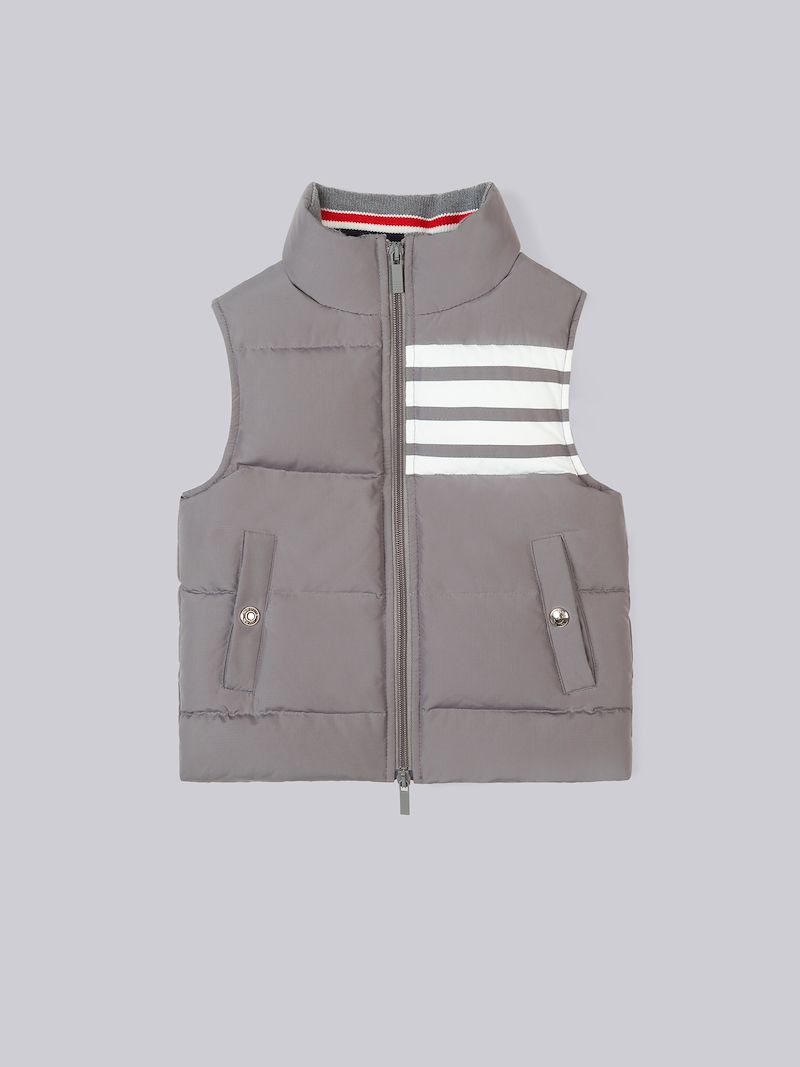Medium Grey Ripstop Downfilled Sleeveless 4-Bar Vest