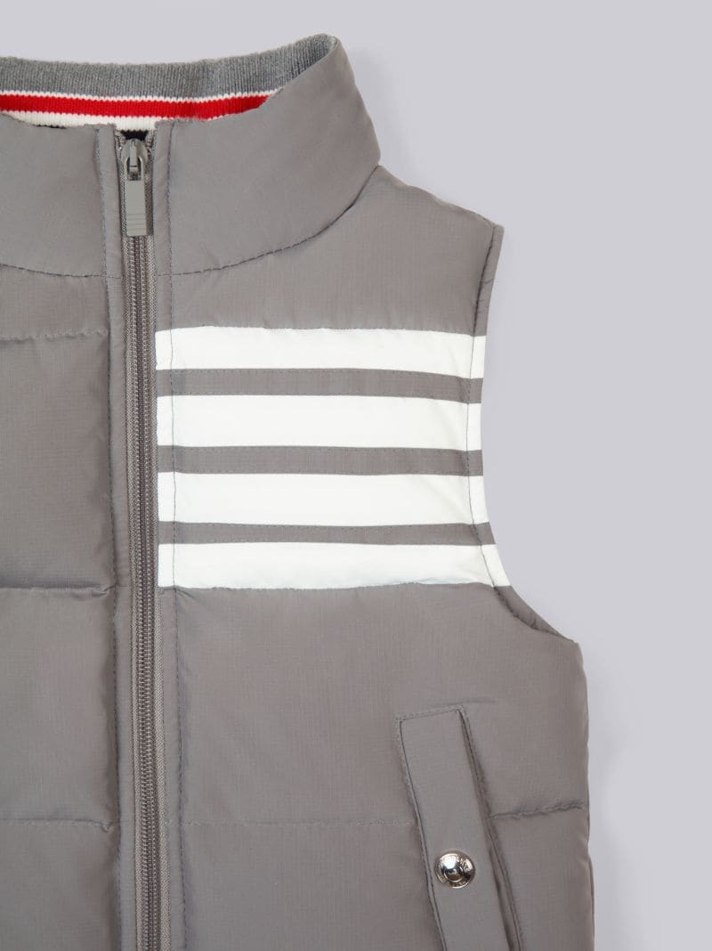 Medium Grey Ripstop Downfilled Sleeveless 4-Bar Vest