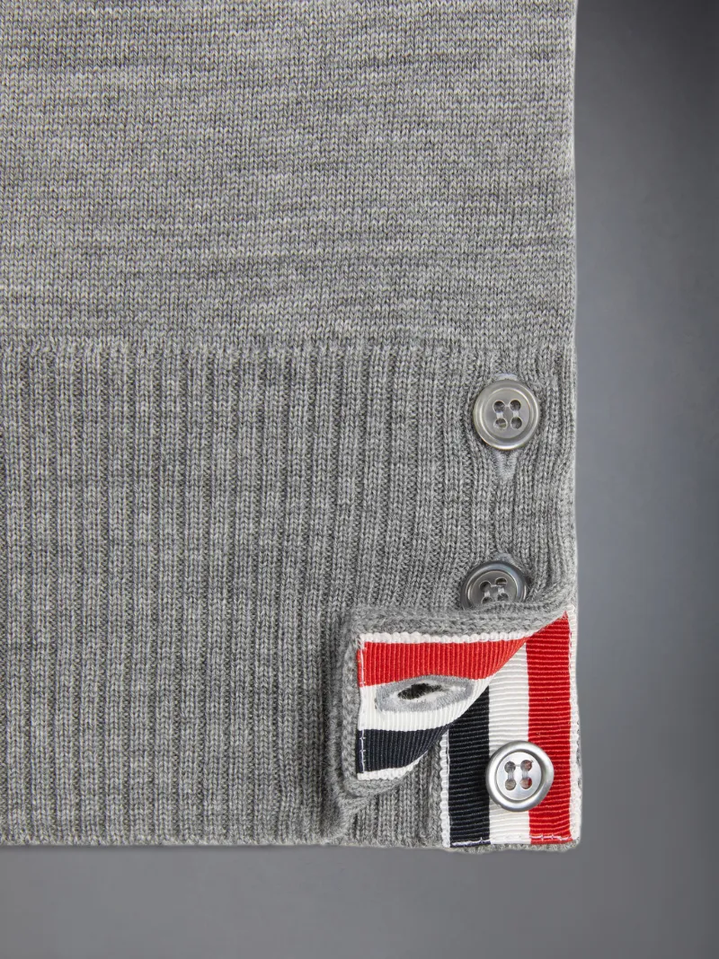 Medium Grey Sustainable Fine Merino Wool Stripe Back V-Neck Cardigan Vest Medium Grey Sustainable Fine Merino Wool Stripe Back V-Neck Cardigan Vest