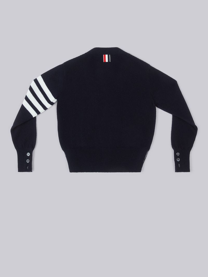 Navy Cashmere 4-Bar V-neck Cardigan