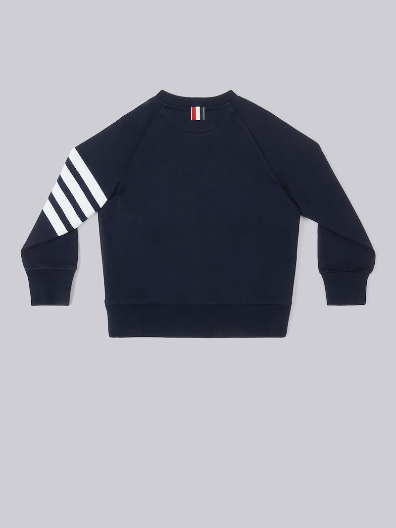 Navy Classic Cotton Loopback Jersey Engineered Raglan Sleeve 4-Bar Sweatshirt