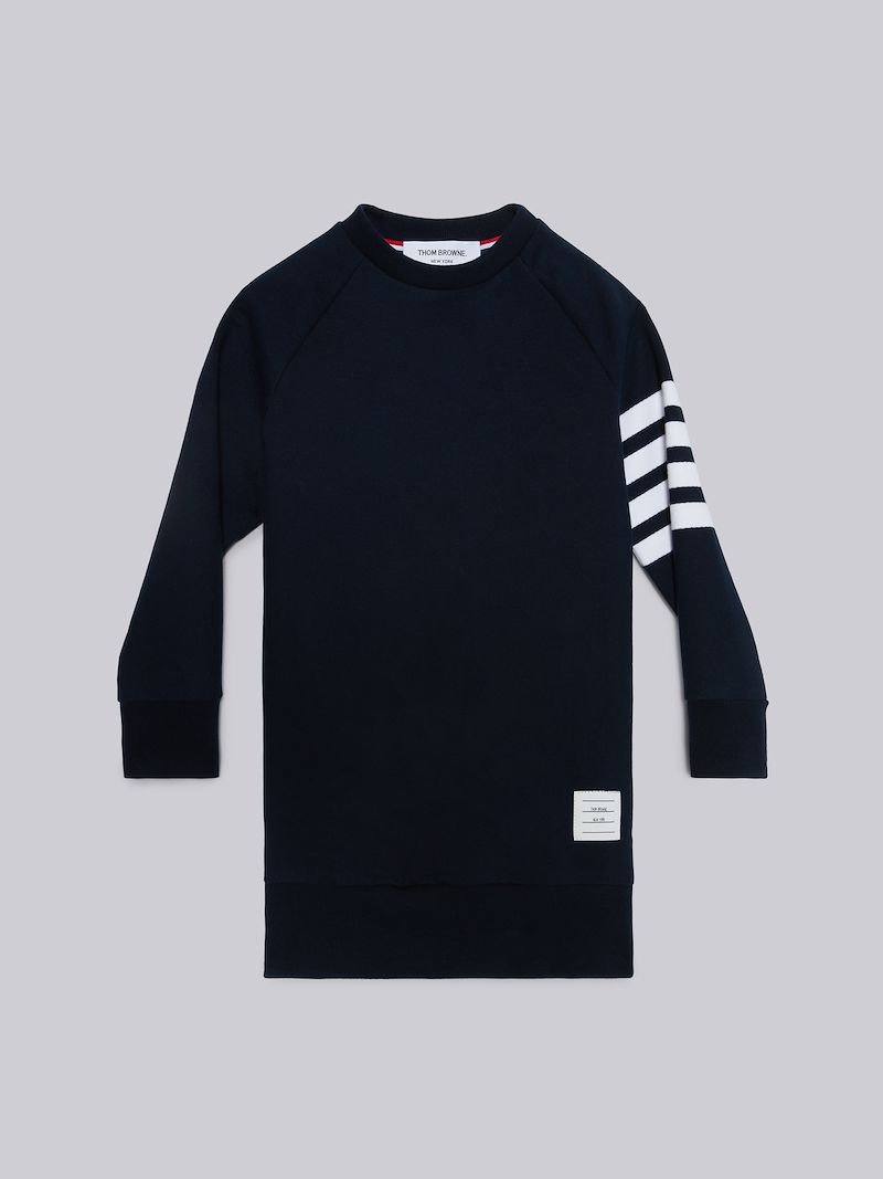 Navy Loopback Engineered 4-Bar Sweatdress