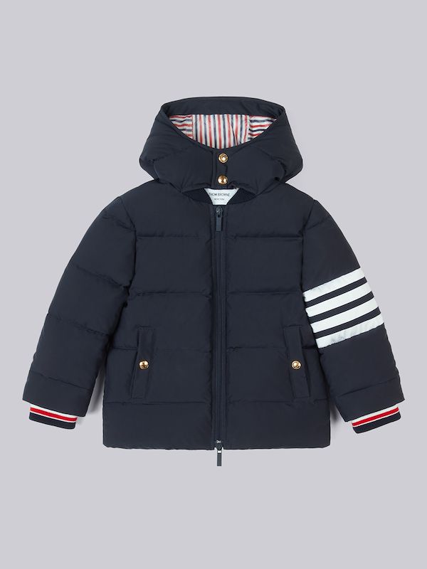 Navy Ripstop Downfilled Hooded 4-Bar Parka