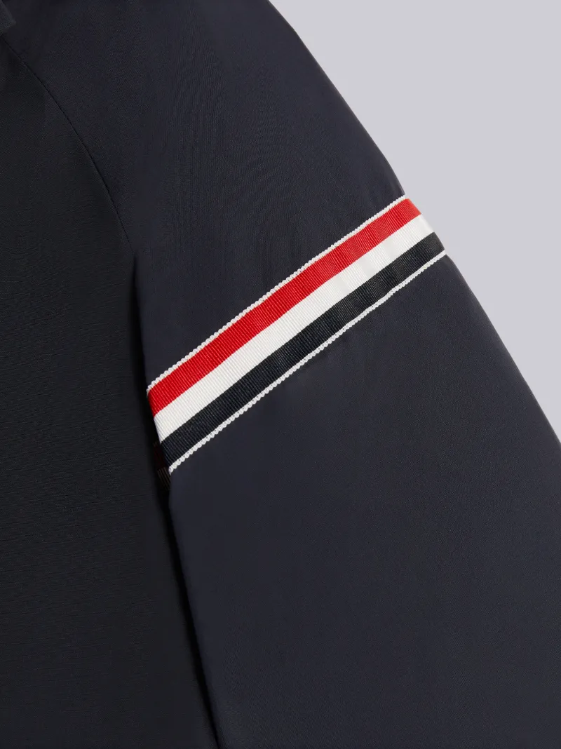 Navy Ripstop Stripe Armband Oversized Hooded Football Parka