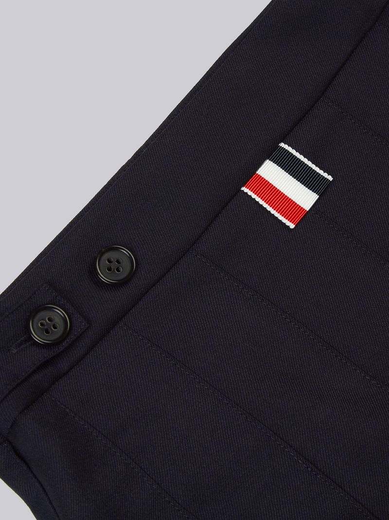 Navy Super 120s Twill Wool Pleated Mini Skirt