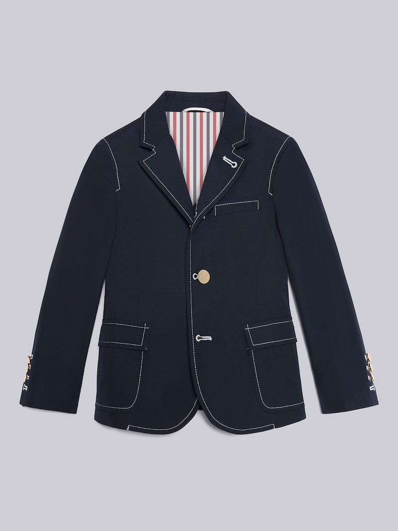 Navy Typewriter Cloth Patch Pocket Sport Coat